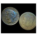 (2) Circulated Silver Dollars, 1.4 OzT TSW