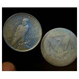 (2) Circulated Silver Dollars, 1.4 OzT TSW