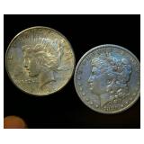 (2) Circulated Silver Dollars, 1.5 OzT TSW