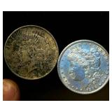 (2) Circulated Silver Dollars, 1.5 OzT TSW
