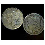 (2) Circulated Silver Dollars, 1.5 OzT TSW
