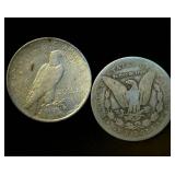 (2) Circulated Silver Dollars, 1.5 OzT TSW