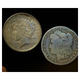 (2) Circulated Silver Dollars, 1.5 OzT TSW
