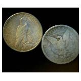 (2) Circulated Silver Dollars, 1.5 OzT TSW