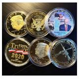 (6) Gold & Silver Clad President Trump Medallions from both Terms in Office