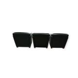 3 Black Leather Lounge Chairs
