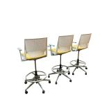 3 Haworth Drafting Stools Chairs yellow seat