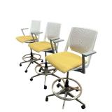 3 Haworth Drafting Stools Chairs yellow seat