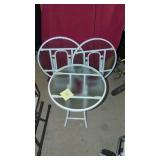 3- Metal and Glass Patio Tables. 18" Rd
