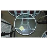 3- Metal and Glass Patio Tables. 18" Rd