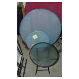 2- Metal and Glass Patio Tables. 18" Rd and Large Glass and Metal Patio Table 32" Rd
