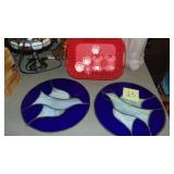 Glass Paperweights and 2 Rd Stain Glass Pieces