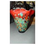 2- Art Glass Vases, 7" tall