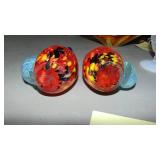 Pair of Art Glass Roosters. 7" tall