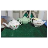 2- Christmas Teapots and Green Vintage Teapot