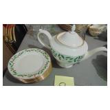 Christmas Lenox Teapot and Dessert Plates
