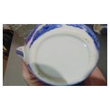 Unmarked Blue Willow Teapot, Sugar and Creamer