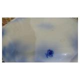 Assorted Blue China Pieces, Including Flow Blue Platter with Chip