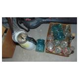 Bottles, Insulators, Pyrex and Corning Ware Pot without Lid