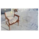Vintage Wire Armchair and Wood Armchair
