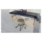 Folding Massage Table and Rolling Stool. Missing Head Rest