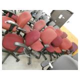 Lot of 13 red color office chairs