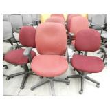 Lot of 13 red color office chairs