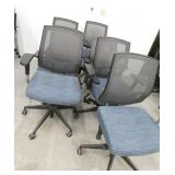 Lot of 8 Blue office chairs with mesh back