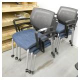 Lot of 8 stacking blue office chairs