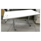 white table on wheels 30x60