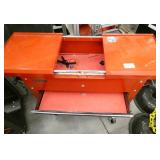 Red tool box on wheels