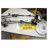 3 lamps and a corner desk