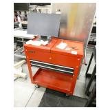 Red tool box on wheels