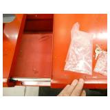 Red tool box on wheels