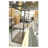 3 sets of shelving and rubbermaid cart