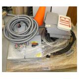 Pallet with electrical cords and conduit, and 4 disconnect switches