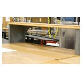 TWO wood top workbenches both 36x72, one with a top shelf