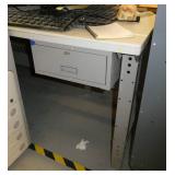 THREE plastic top grey workbenches 28x60