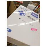 Pallet of First Aid, waste baskets