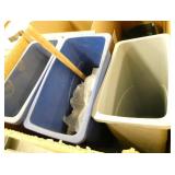 Pallet of First Aid, waste baskets