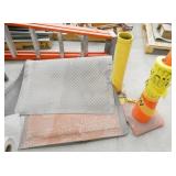 3 anti fatigue mats, cone, bullard