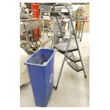 3 step ladder and waste basket