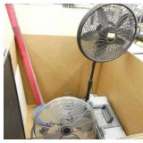 pallet of 2 fans, toolbox, 2 poster board frames, wire