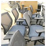 Lot of 12 blue office chairs with mesh back