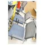 Lot of 12 blue office chairs with mesh back