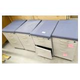 Four padded seat file cabinets