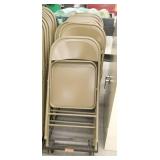 12 steel folding chairs in mobile cart