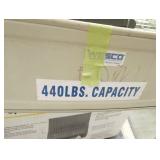 Folding cart with spill kit, face shield, zebra printer and New Brother scanner