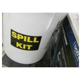 Folding cart with spill kit, face shield, zebra printer and New Brother scanner