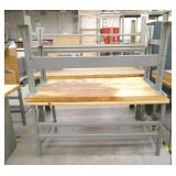 Two wood top worktables